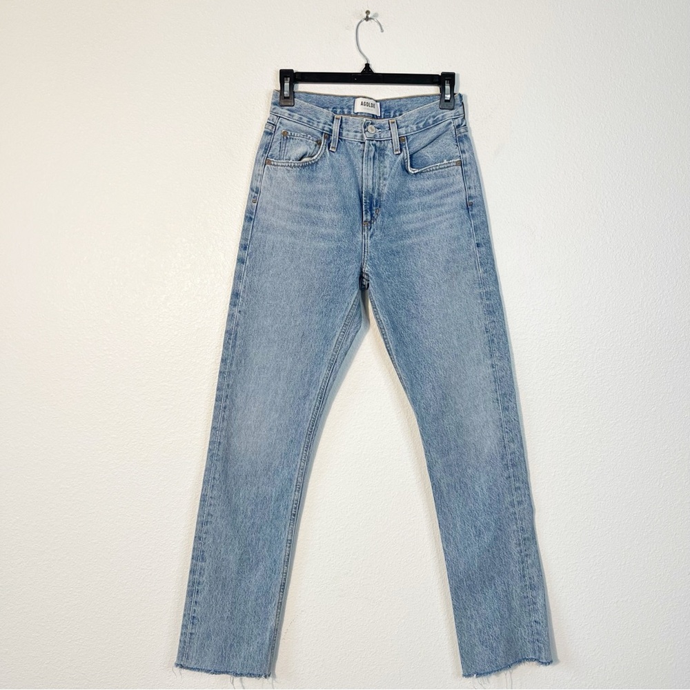 AGOLDE Cherie High Rise Straight Jeans Size 25 in Merit Chic Raw Hem Denim - Picture 3 of 8